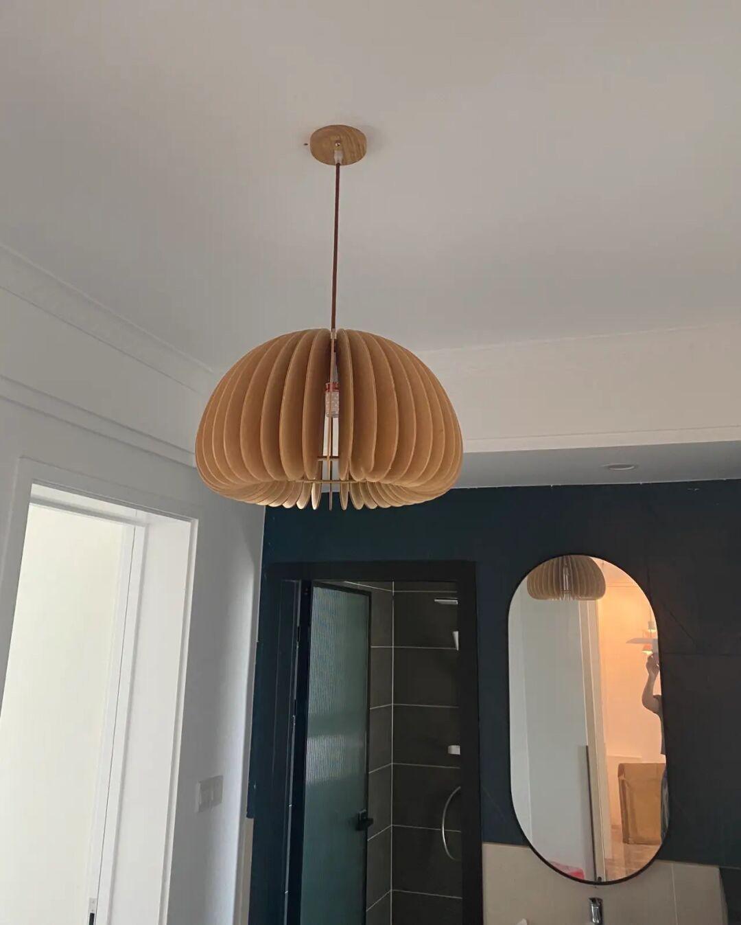 Doren lampada a sospensione legno Cupola a Forma di Zucca Nordica