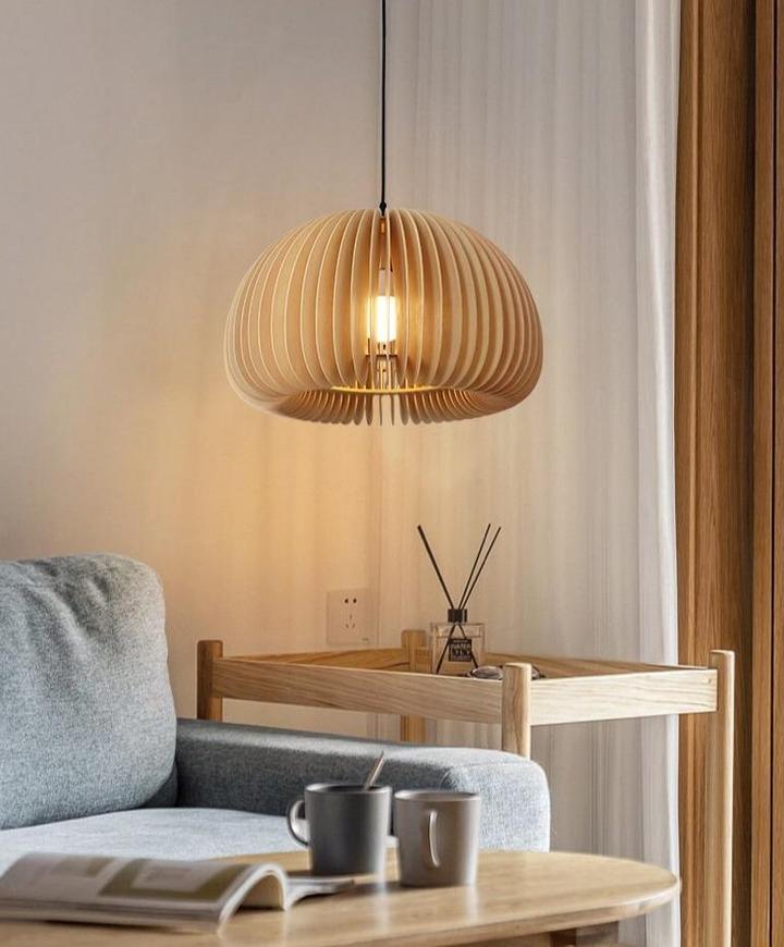 Doren lampada a sospensione legno Cupola a Forma di Zucca Nordica