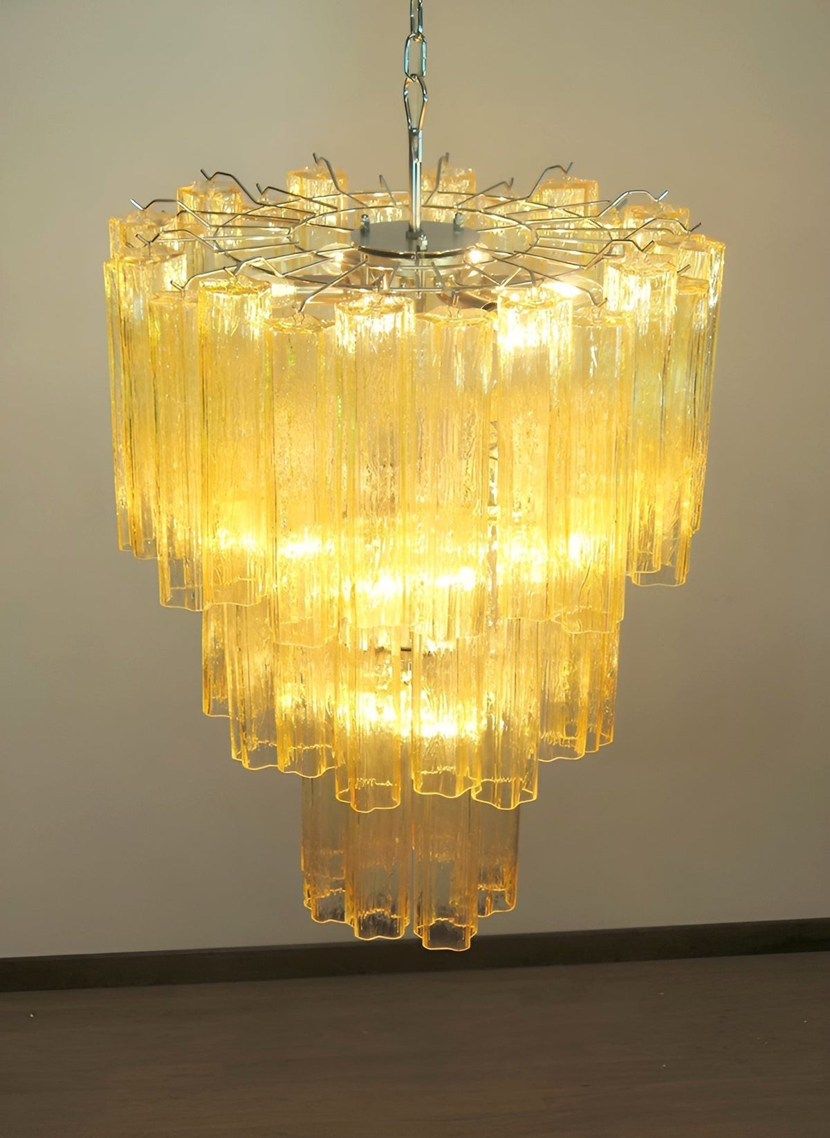 Eireraria lampadario Tubi in vetro Giallo Stratificato Caldo