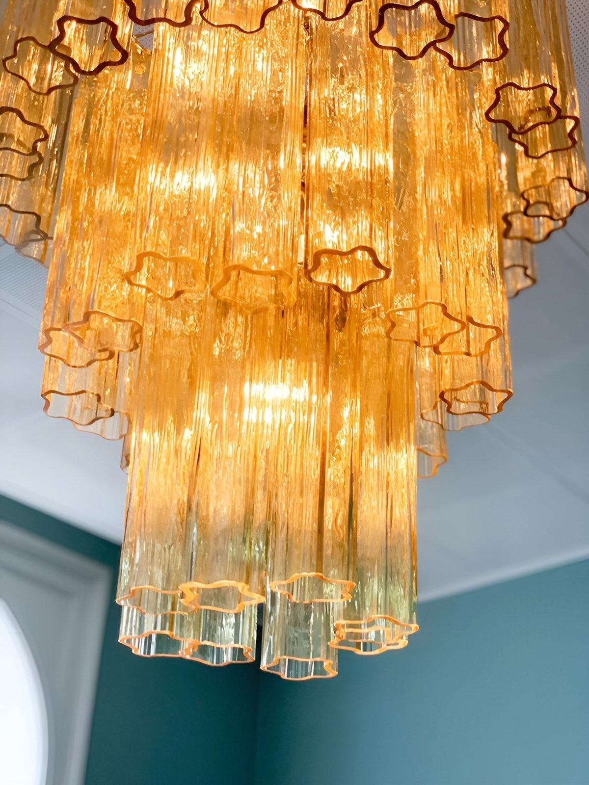 Eireraria lampadario Tubi in vetro Giallo Stratificato Caldo