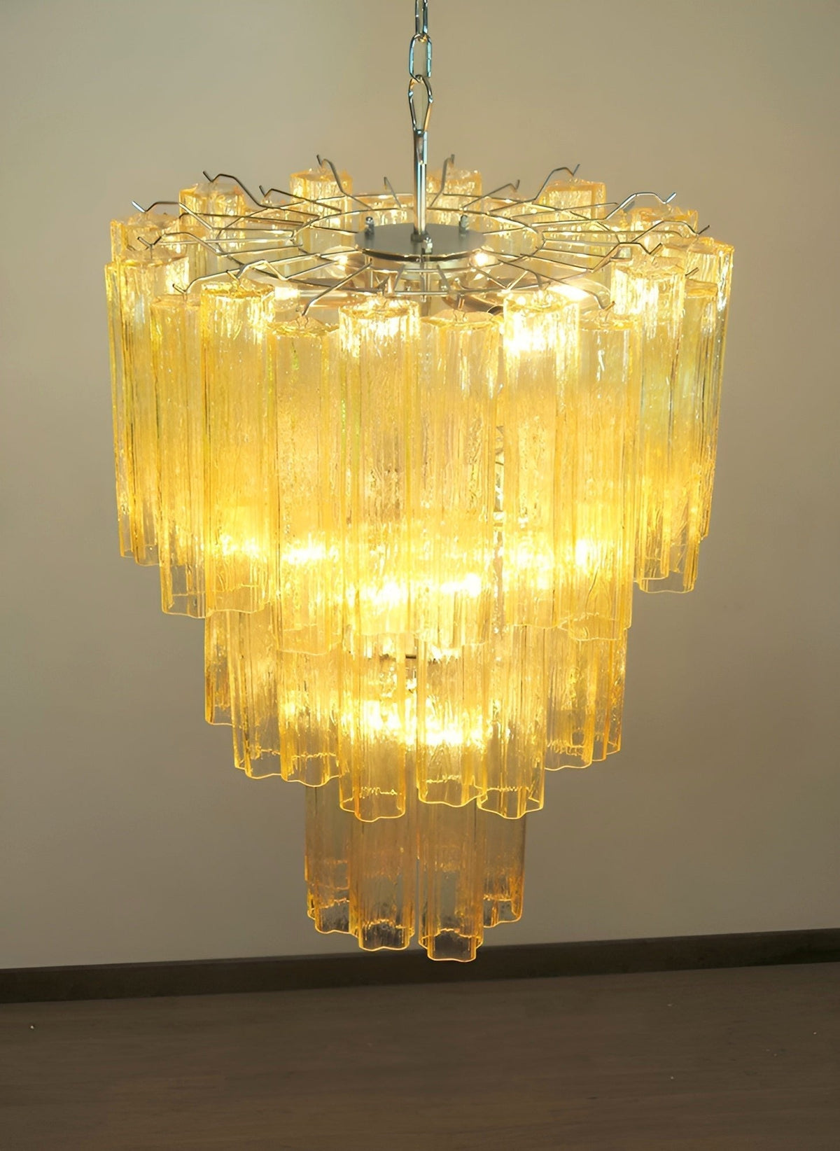 Eireraria lampadario Tubi in vetro Giallo Stratificato Caldo