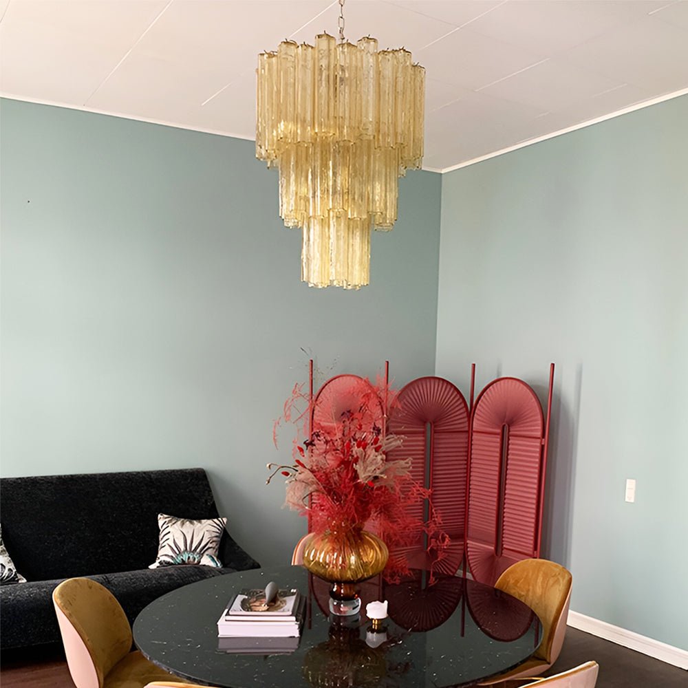 Eireraria lampadario Tubi in vetro Giallo Stratificato Caldo
