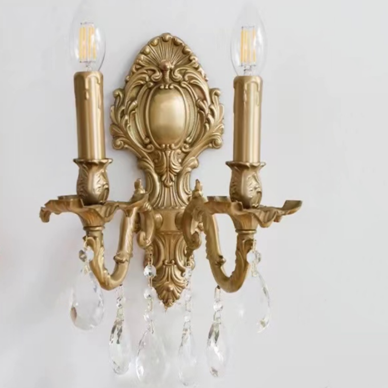 Silva Lampada da Parete LED Vintage di Lusso in Metallo e Cristallo