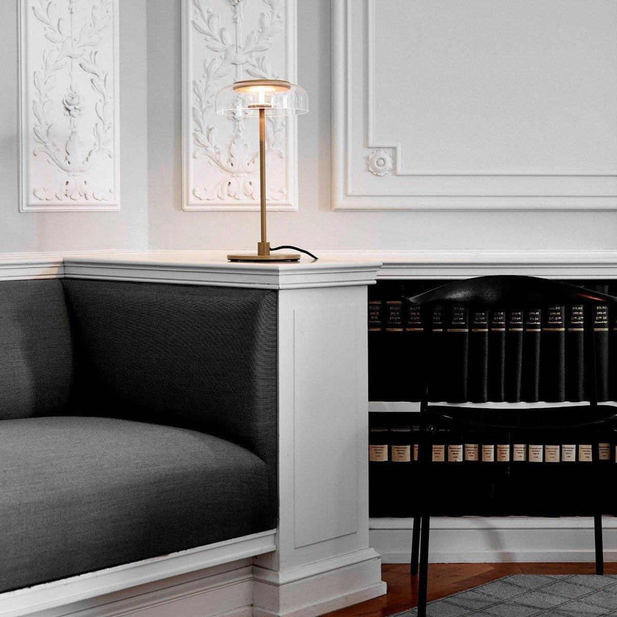 Rinelette lampada da tavolo in vetro Chiaro con Base in legno