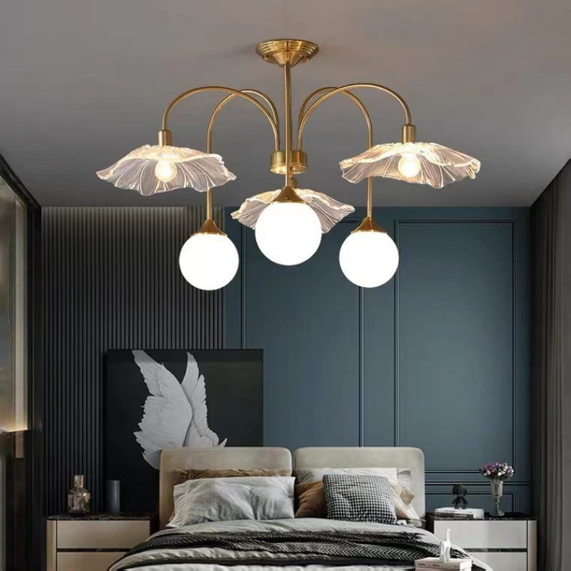 Valentina Nordico Metallo/Vetro Lux Lampadario Brass Camera da letto/Soggiorno