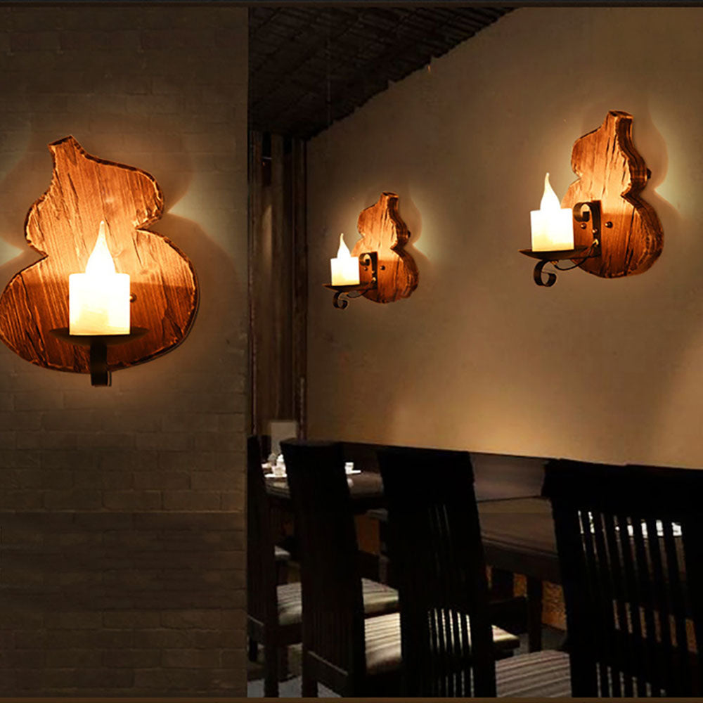 Epoch Vintage Design LED Applique Cucurbitacee Candela Legno/Metallo Soggiorno/Camera da Letto/Sala Studio