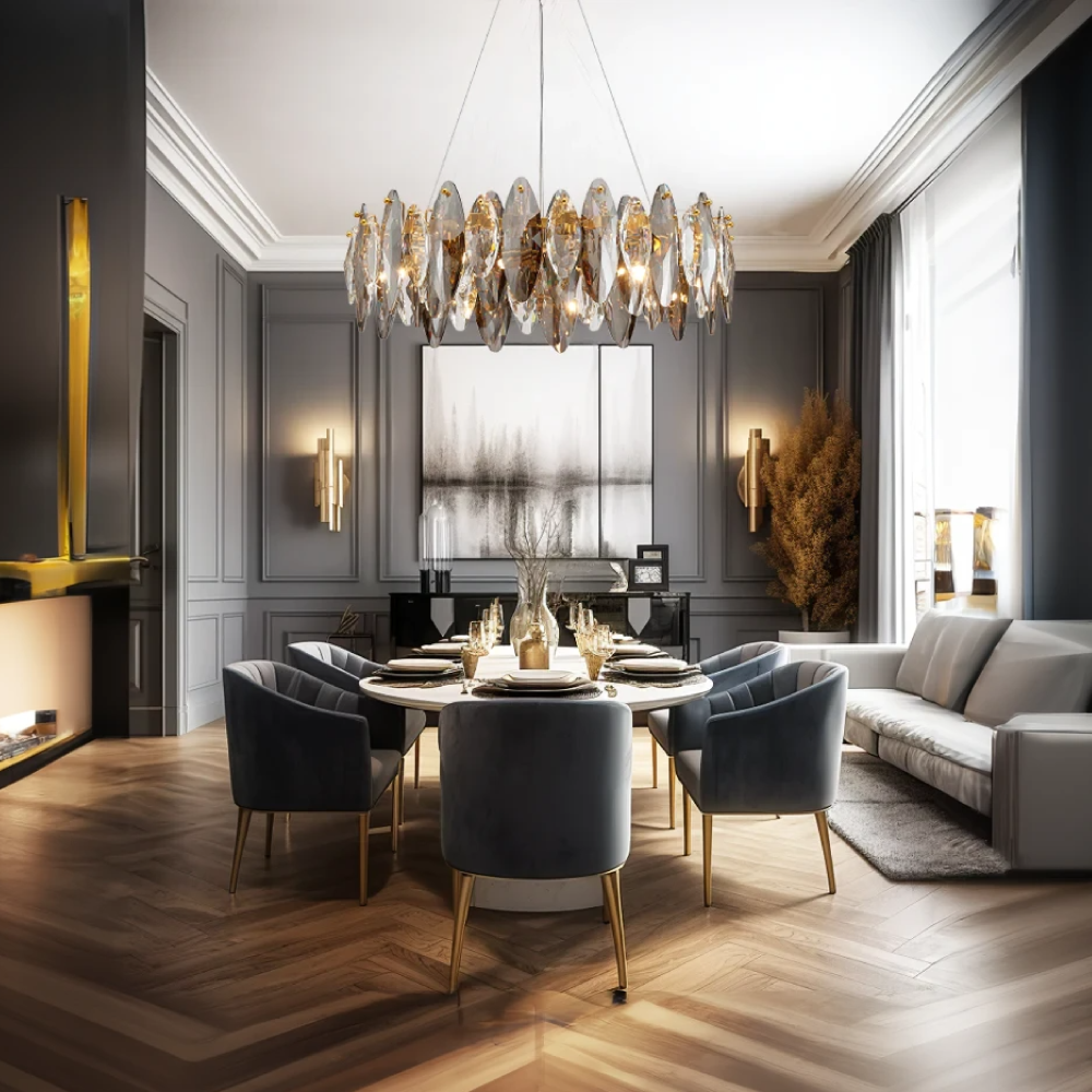 Kristy Cristallo LED Vetro/Metallo Lampadari Ellittica Oro Soggiorno