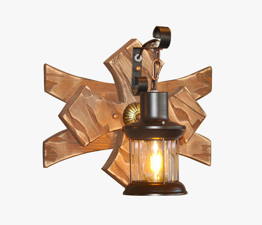 Epoch Vintage Candela Industriale LED Applique Legno Metallo Soggiorno/Camera da Letto/Sala Studio