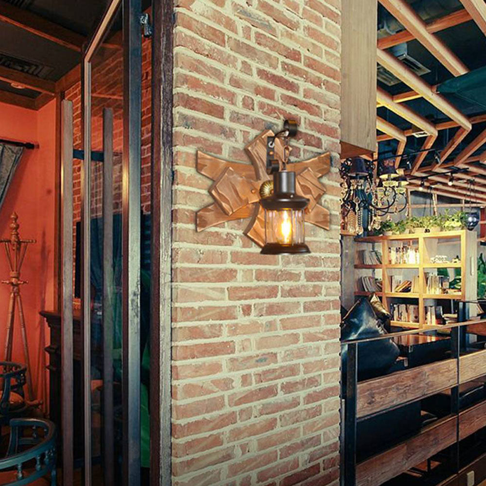Epoch Vintage Candela Industriale LED Applique Legno Metallo Soggiorno/Camera da Letto/Sala Studio