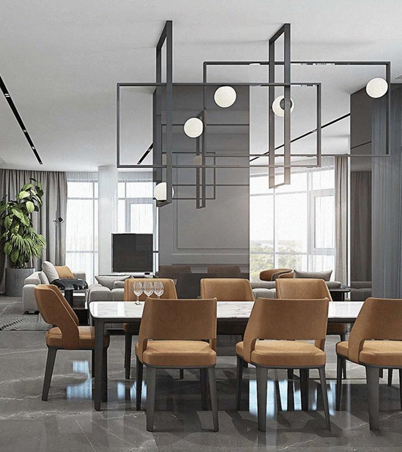 Veliiel lampadario Mondrian Geometrico in vetro e ottone moderno