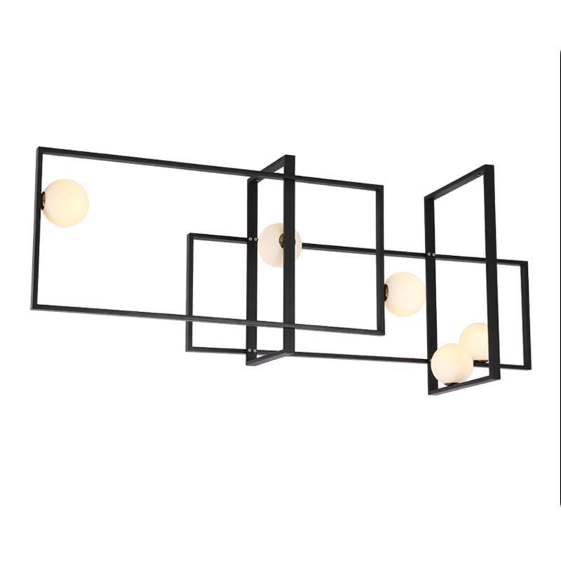 Veliiel lampadario Mondrian Geometrico in vetro e ottone moderno