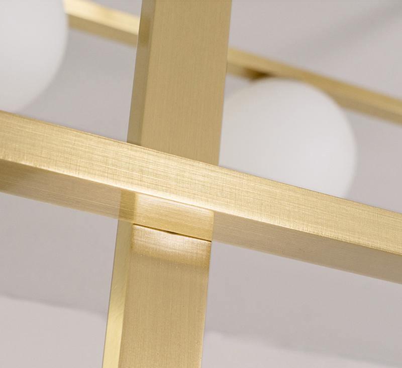 Veliiel lampadario Mondrian Geometrico in vetro e ottone moderno