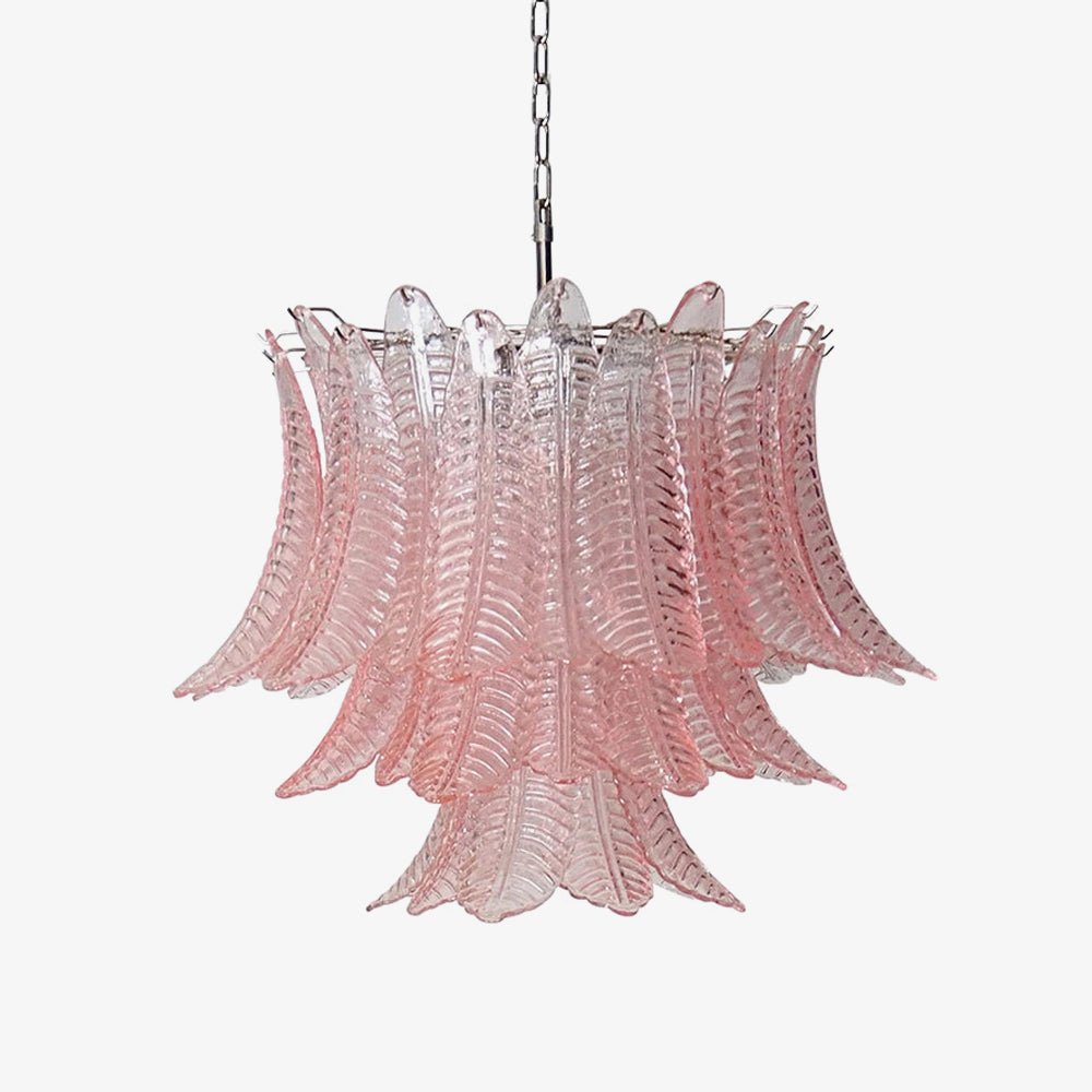Celiaria lampadario Foglie in vetro Rosa Stratificato elegante lusso