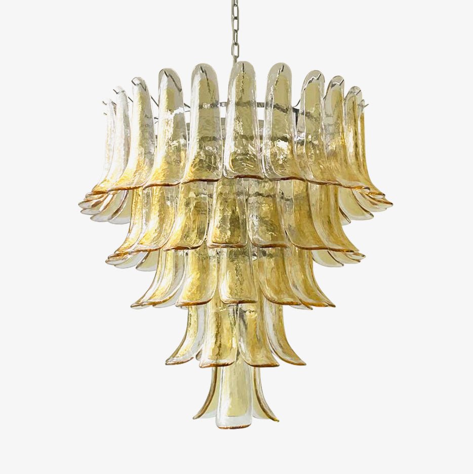 Maelric lampadario petali in vetro ambra
