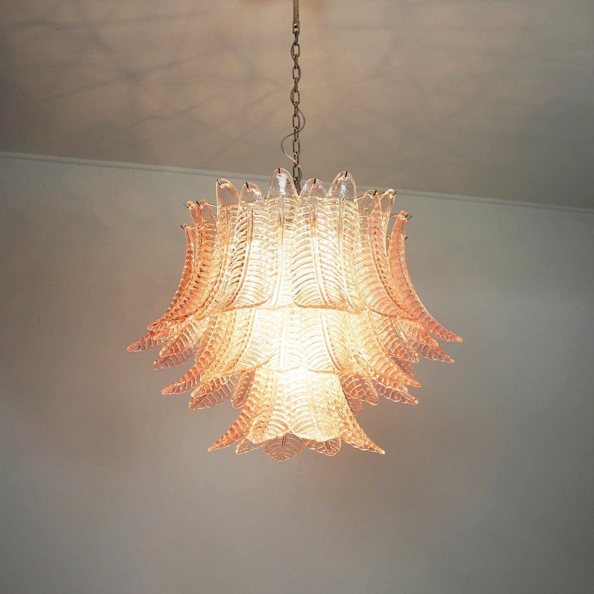 Celiaria lampadario Foglie in vetro Rosa Stratificato elegante lusso