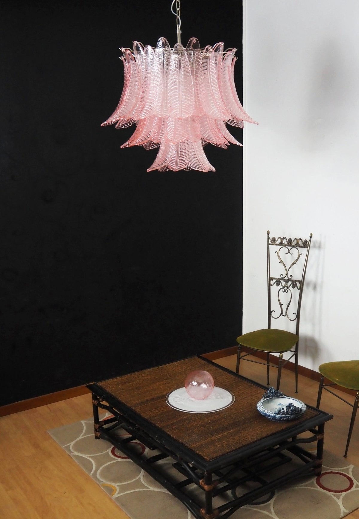 Celiaria lampadario Foglie in vetro Rosa Stratificato elegante lusso