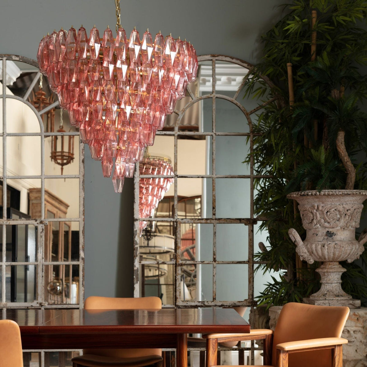 Eirenora lampadario vetro Rosa Multifaccettato a Strati vintage