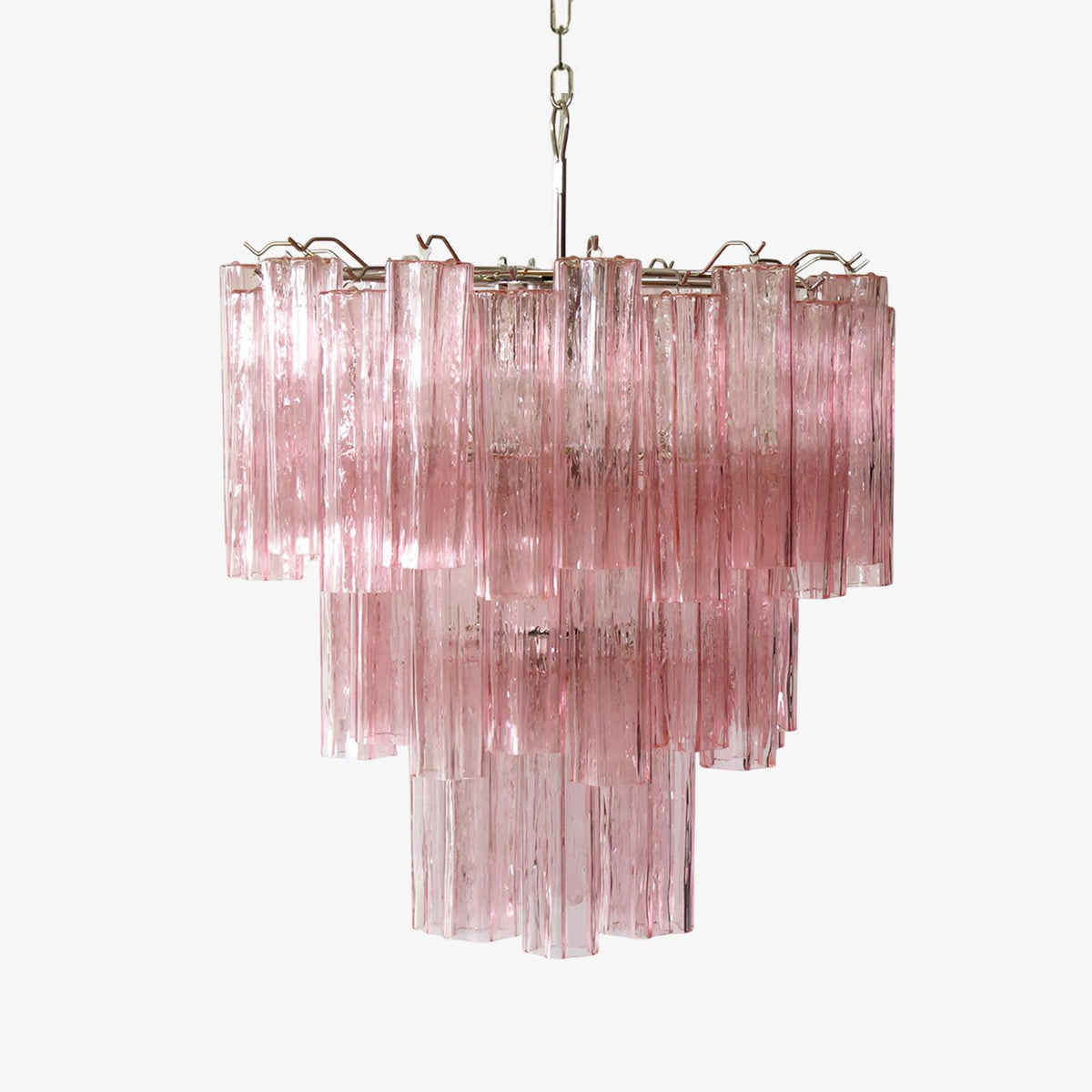Veloraria lampadario Tubi in vetro Rosa Strati moderni