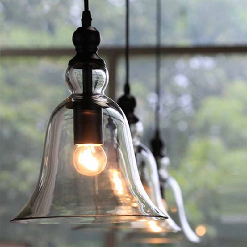 Arisha Campana Vintage Vetro Lampade a Sospensione Trasparente Soggiorno