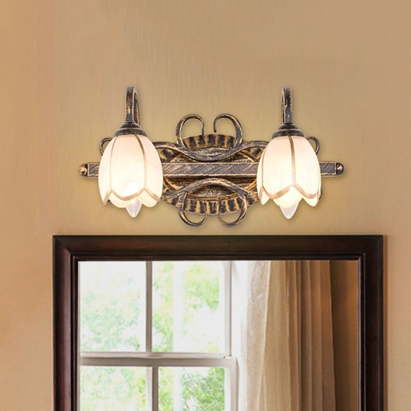 Arisha Moderni LED Applique Metallo/Vetro Ottone Fiore Camera da Letto Antico