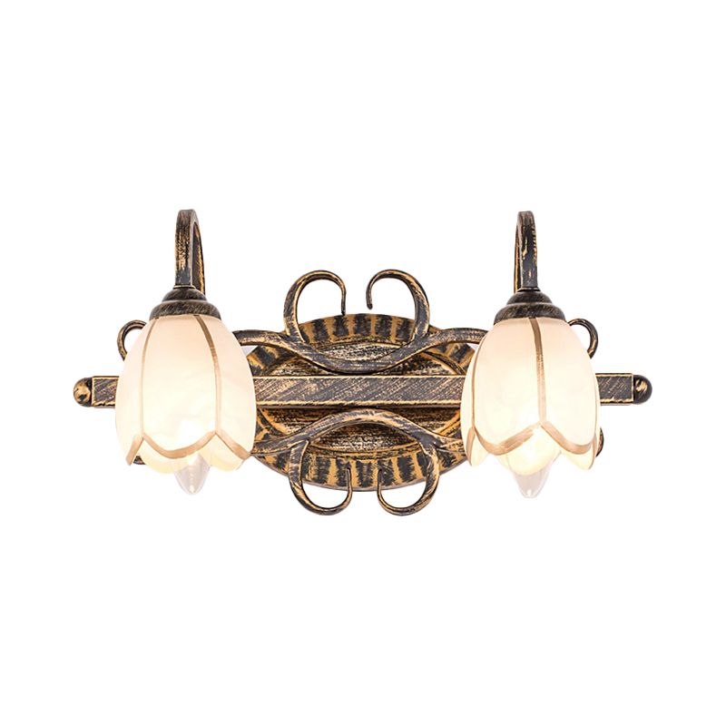 Arisha Moderni LED Applique Metallo/Vetro Ottone Fiore Camera da Letto Antico