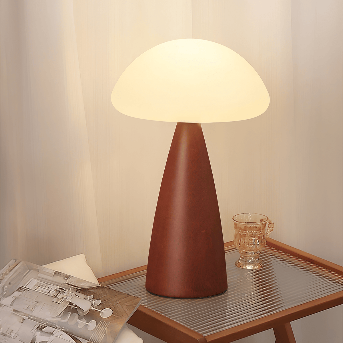 Ibisin lampada da tavolo contemporanea in legno