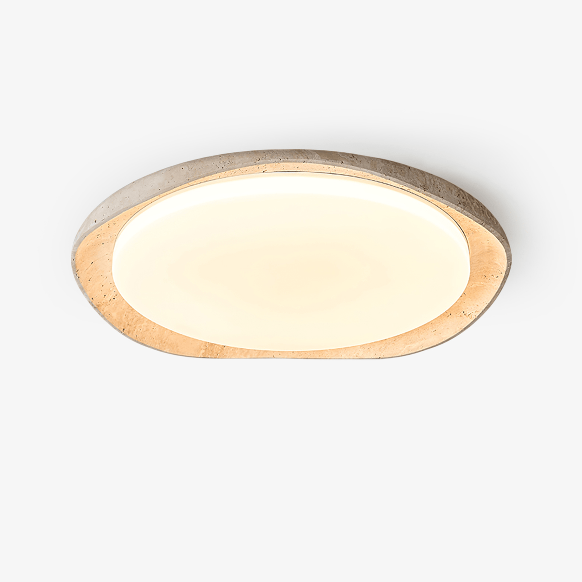 Adoros lampada da soffitto con cornice circolare in travertino giallo