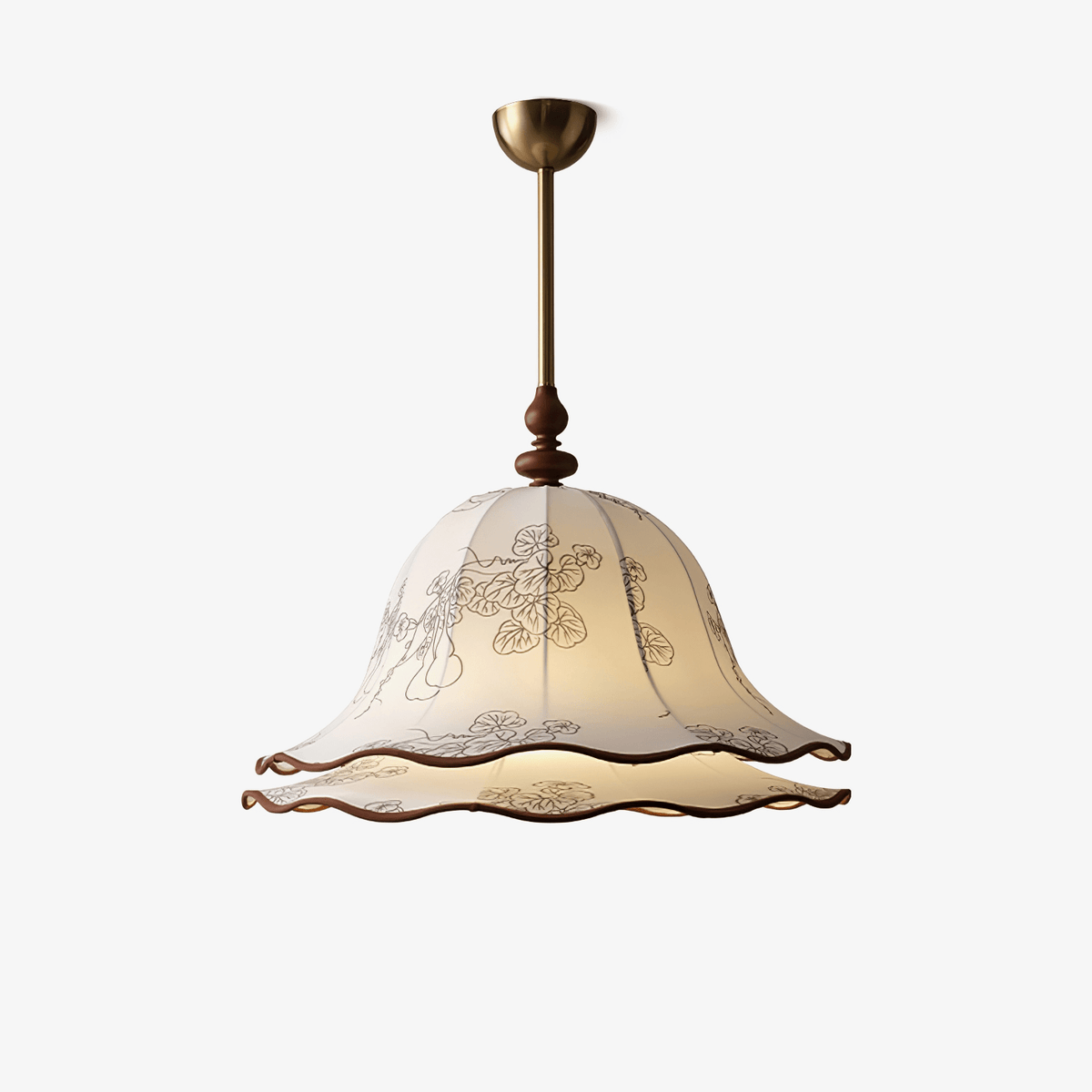 Ilsilis Eleganza Tradizionale lampada a sospensione in legno con Paralume in tessuto Floreal floreale