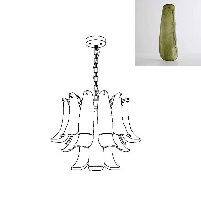 Glyra lampadario ambra Fioritura