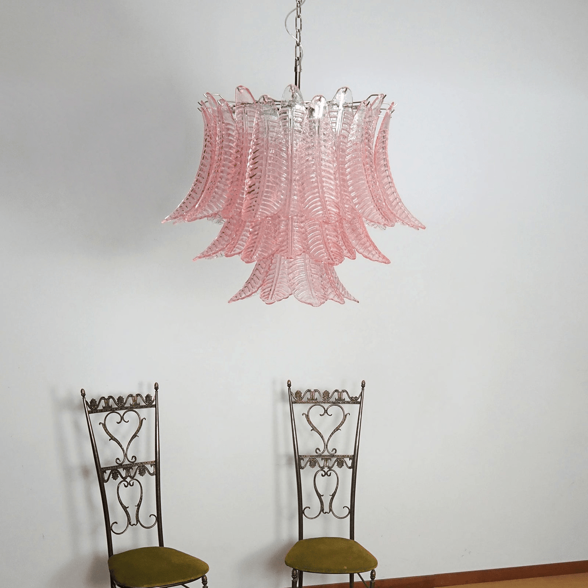 Celiaria lampadario Foglie in vetro Rosa Stratificato elegante lusso