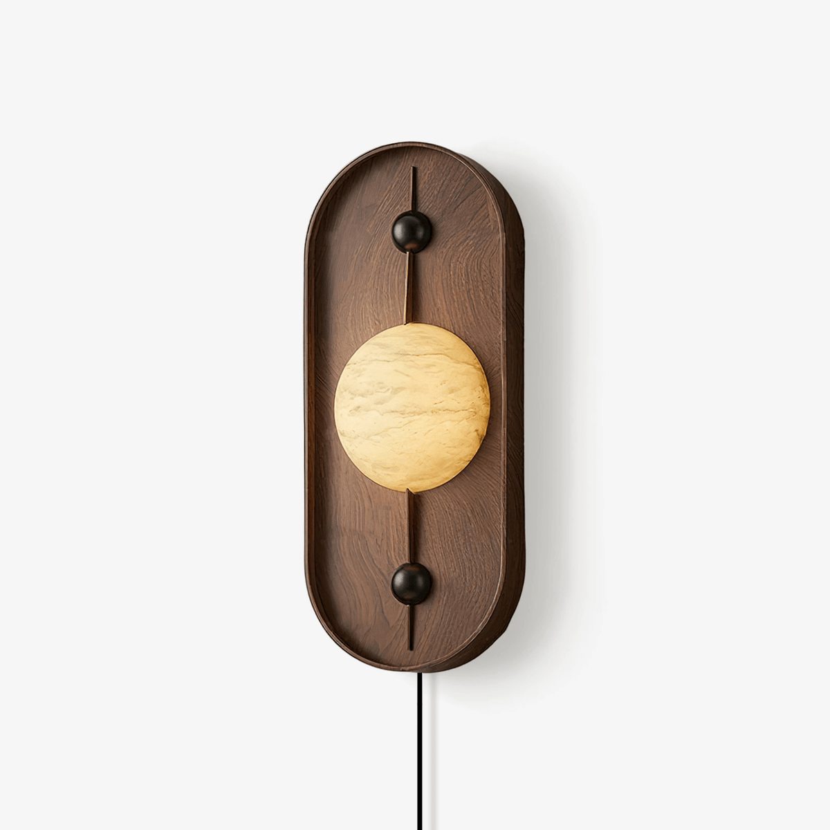 Nivuielle Oval alabastro legno Marrone lampada da parete