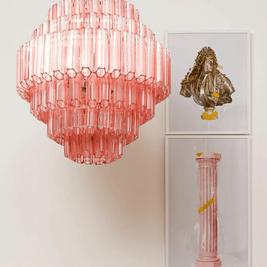 Veleneon lampadario Tubi in vetro Rosa Esagonali Stratificati a Diamante