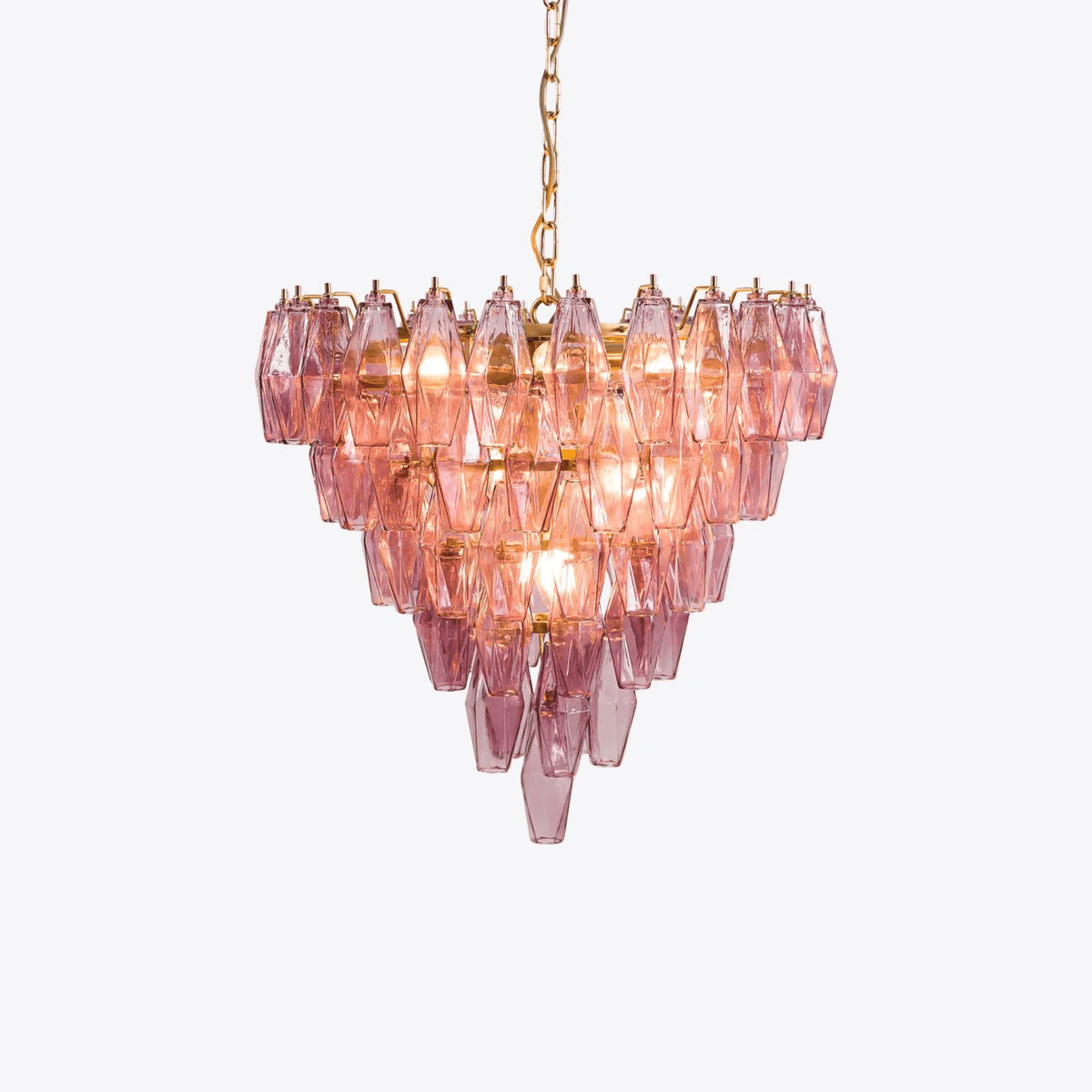 Eirenora lampadario vetro Rosa Multifaccettato a Strati vintage