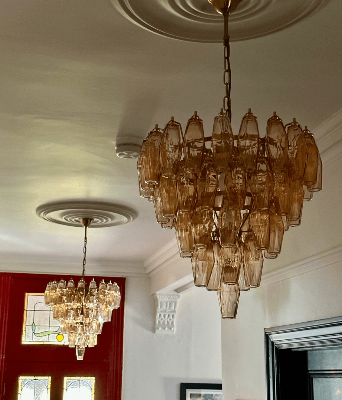 Eirenora lampadario vetro Rosa Multifaccettato a Strati vintage