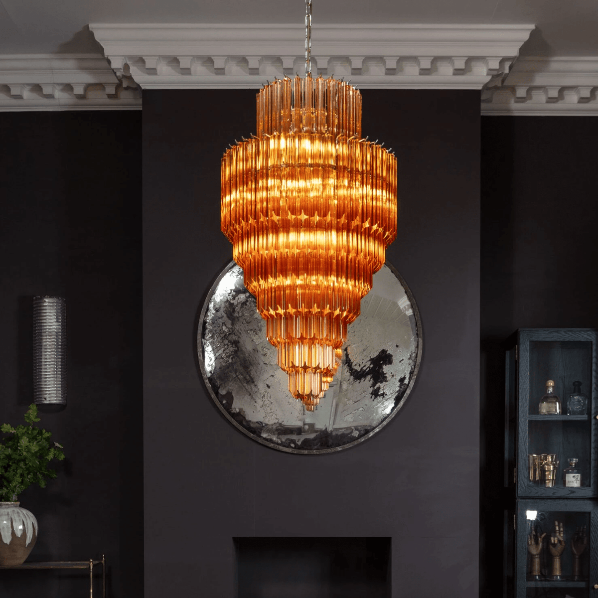 Liororelle lampadario ambra Diamante vetro Stratificato Retro