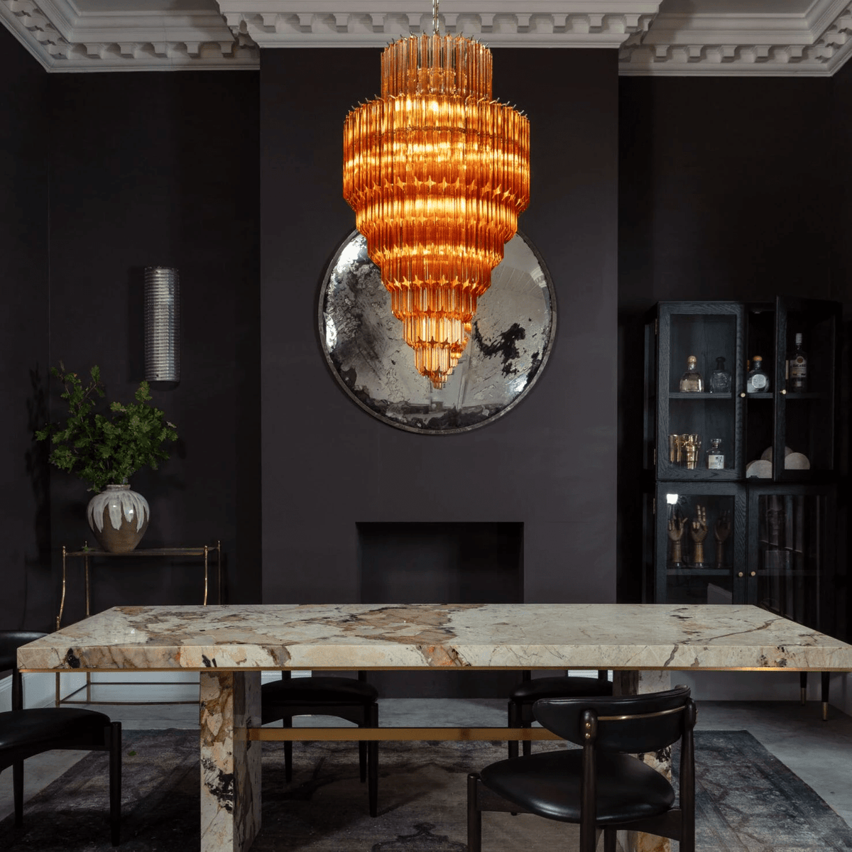 Liororelle lampadario ambra Diamante vetro Stratificato Retro