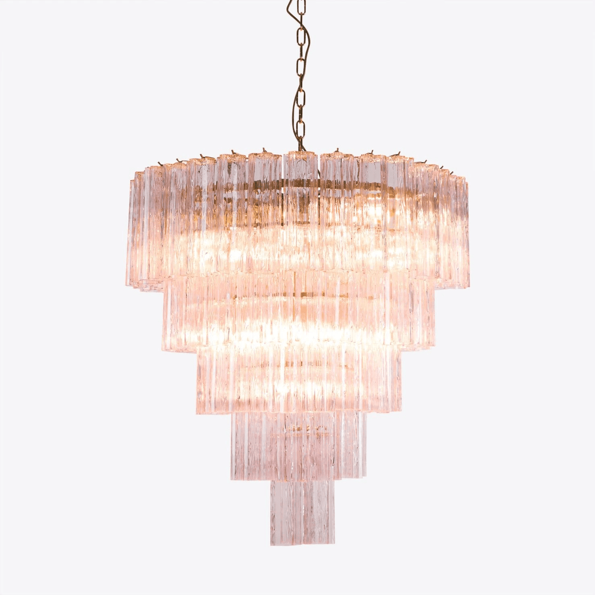 Celinian lampadario Cinque Livelli Tubi vetro a Coste grande di metà secolo