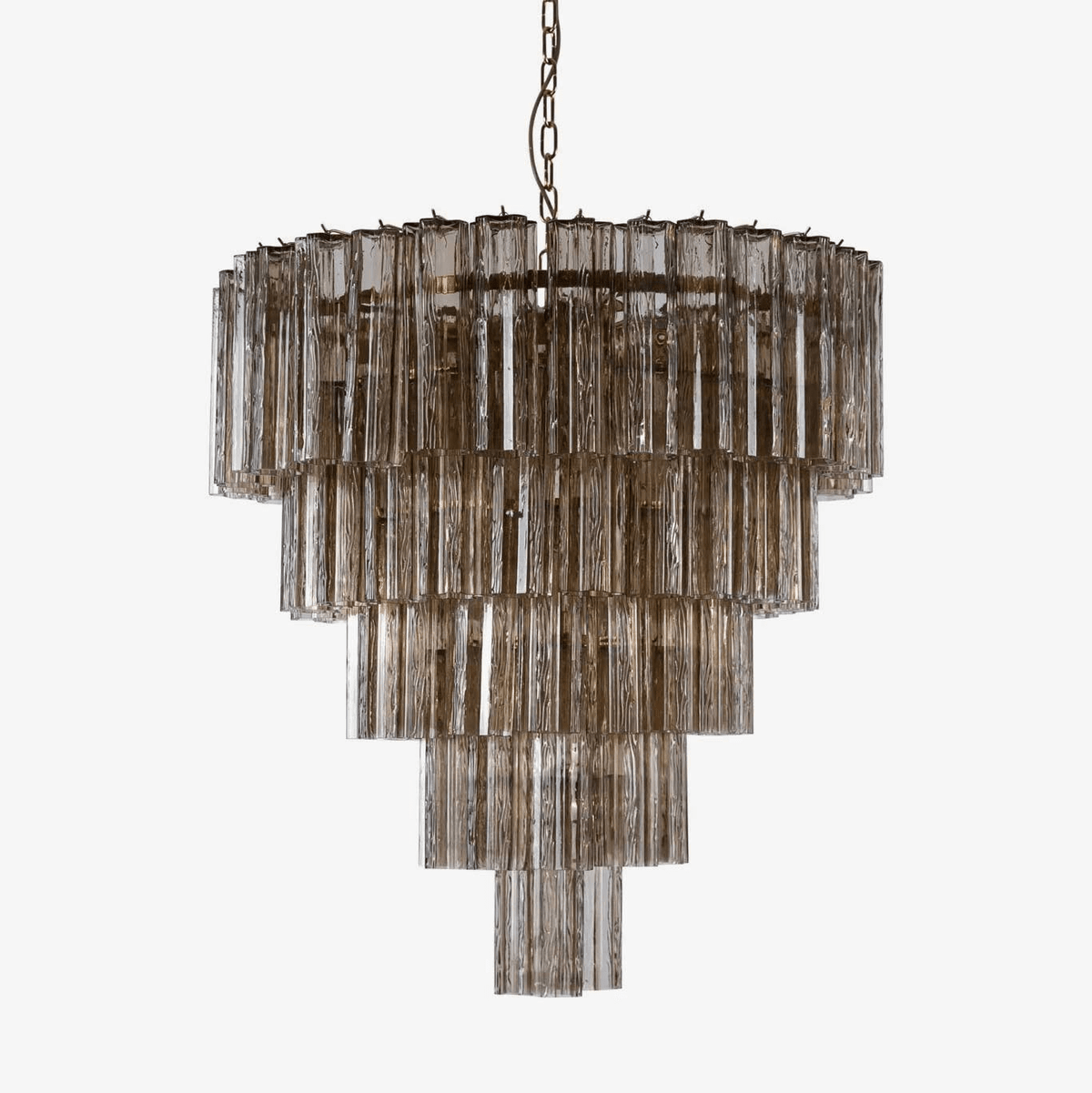Celinian lampadario Cinque Livelli Tubi vetro a Coste grande di metà secolo