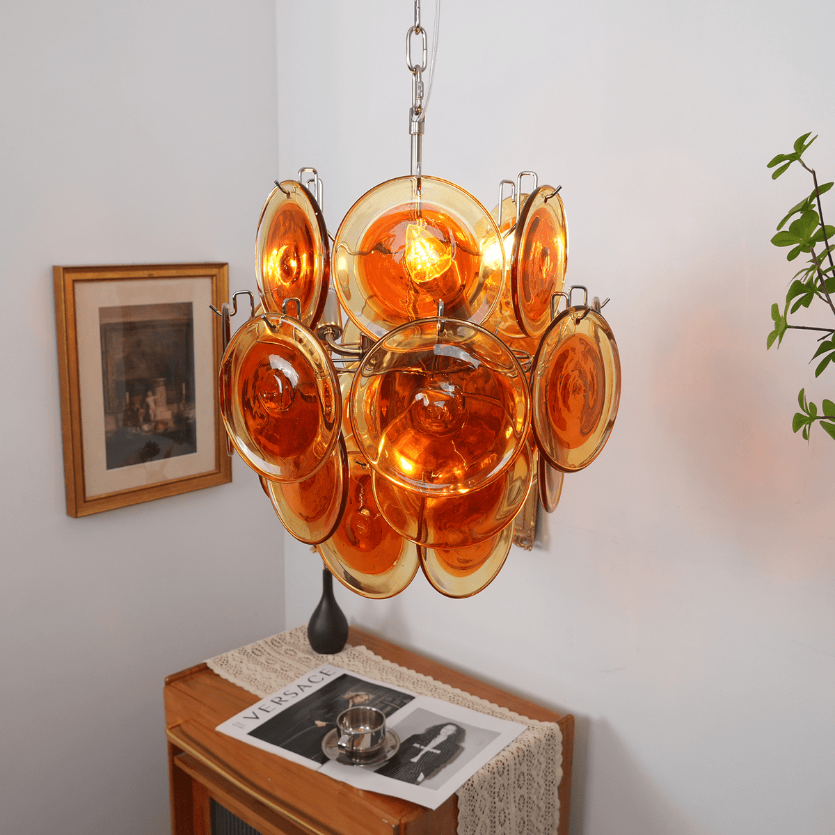 Lioruiel lampadario Arancione vetro Murano a Dischi Stratificati