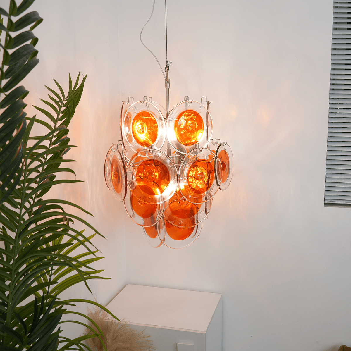 Lioruiel lampadario Arancione vetro Murano a Dischi Stratificati