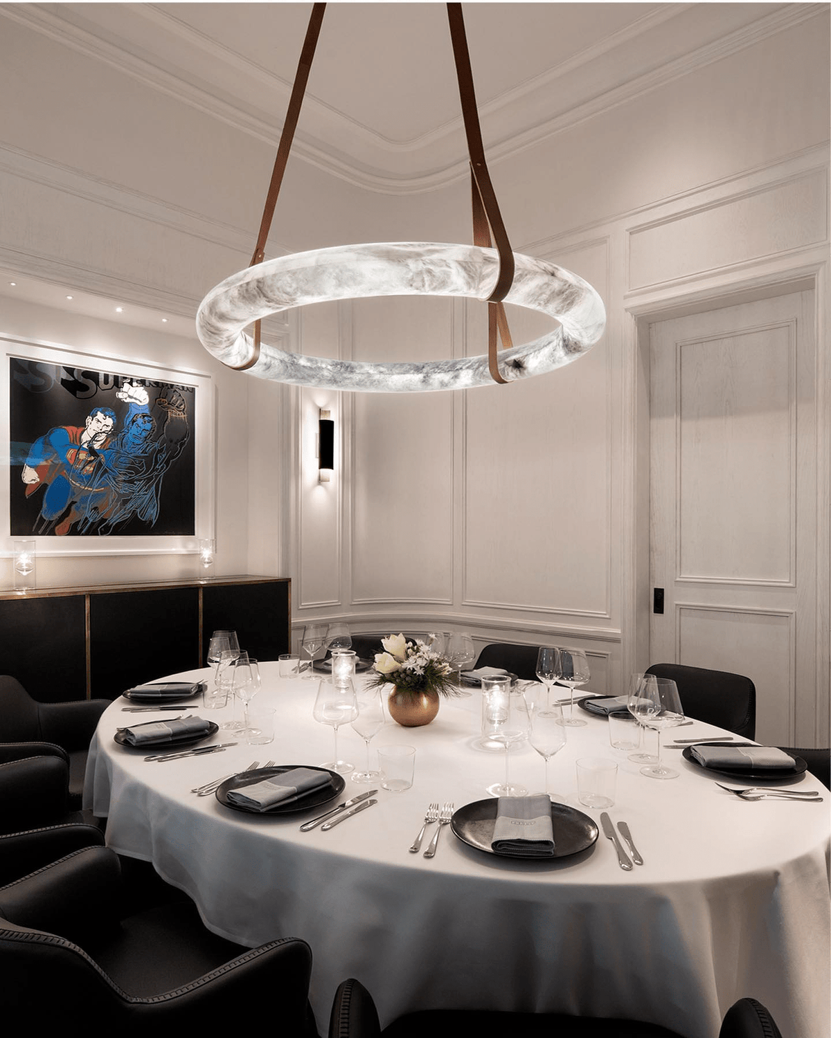 Lixor lampadario alabastro Cinghia in Pelle Versione a