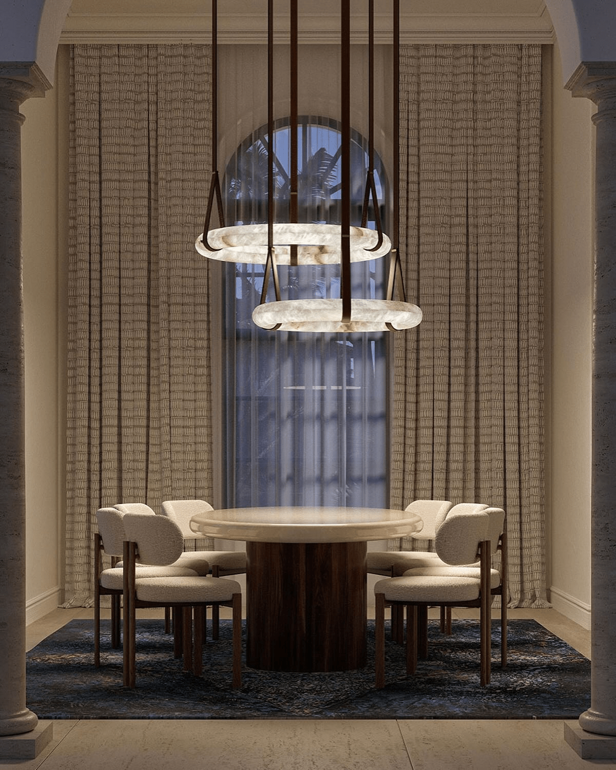Lixor lampadario alabastro Cinghia in Pelle Versione a