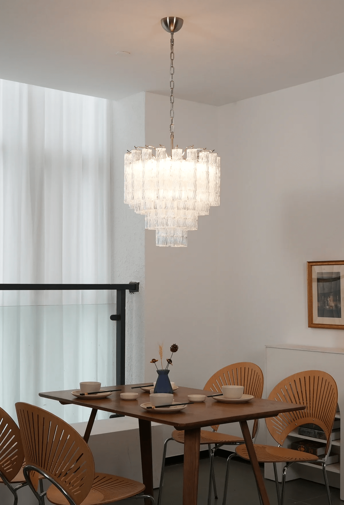 Veliella lampadario vetro Murano a Livelli Onde a Cascata