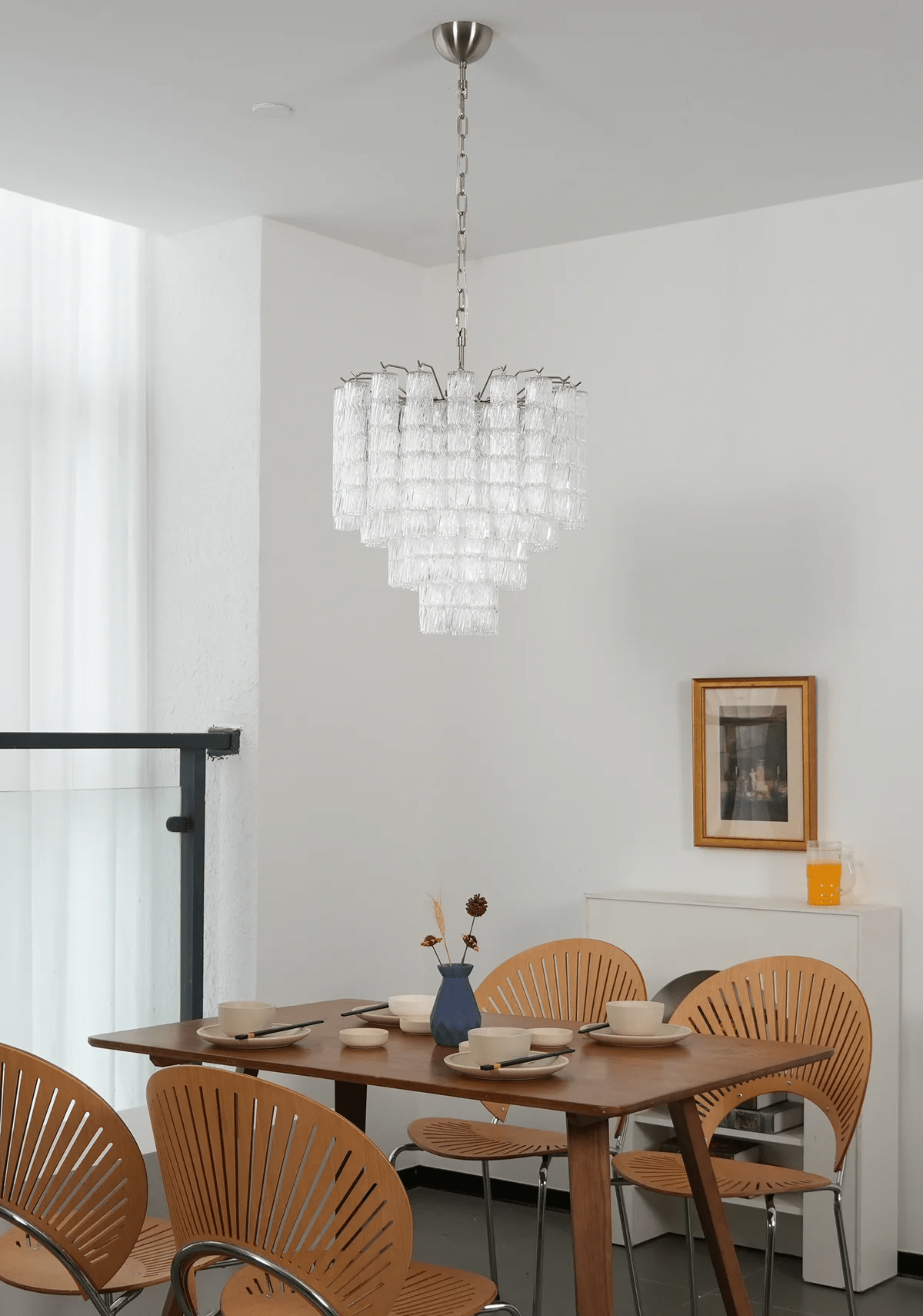 Veliella lampadario vetro Murano a Livelli Onde a Cascata