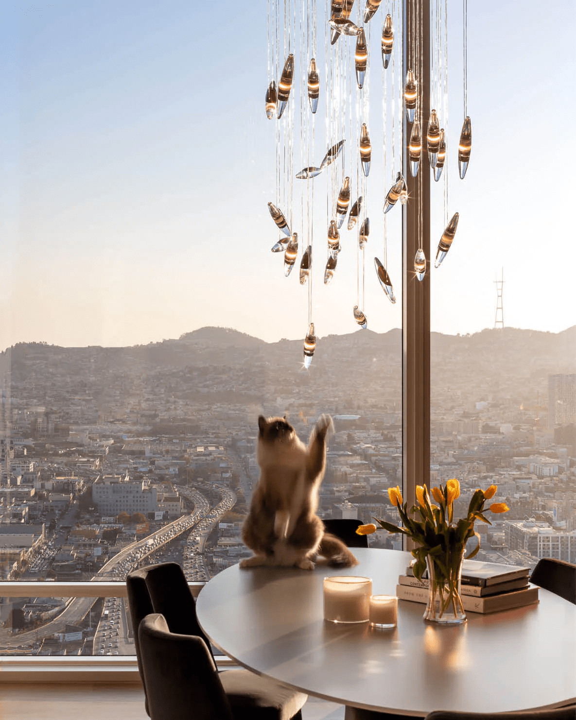 Hylor lampadario Luxury Moonlight Whispers in vetro