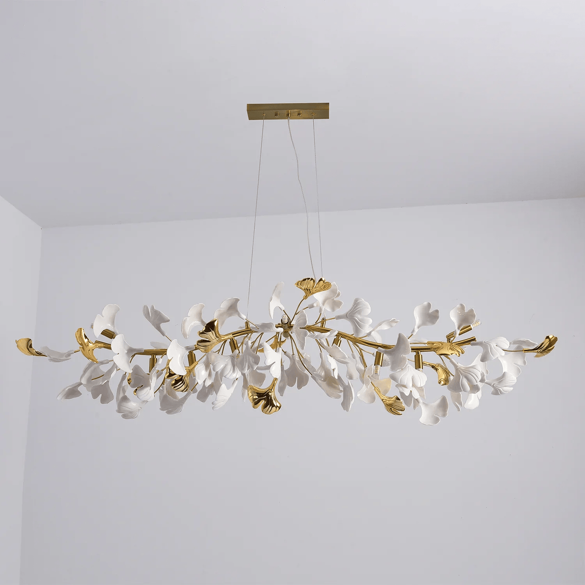 Dylo lampadario ottone lineare Ginkgo Petal in Ceramica Ramo floreale