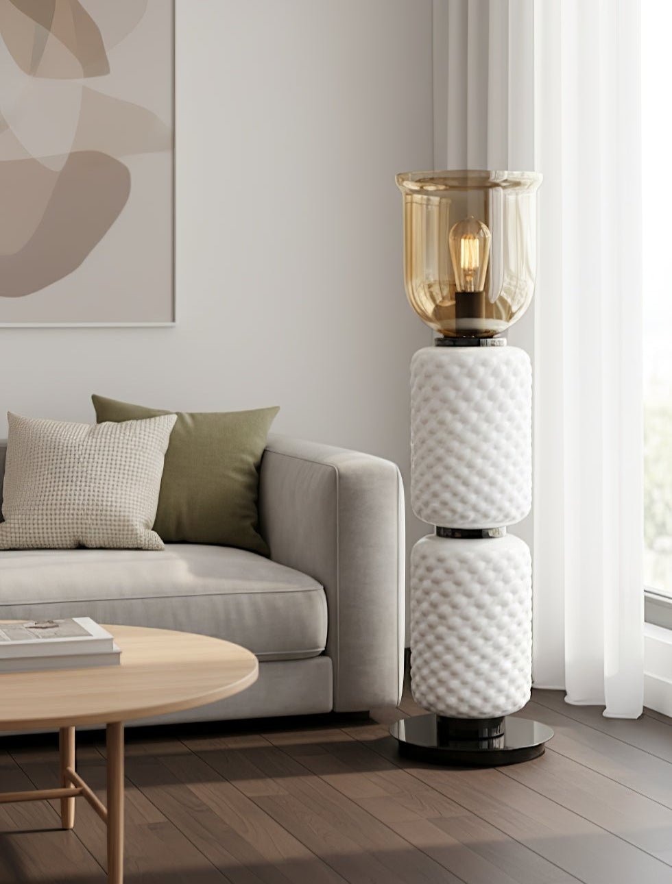 Zephiron lampada da tavolo in vetro stratificato texturizzato