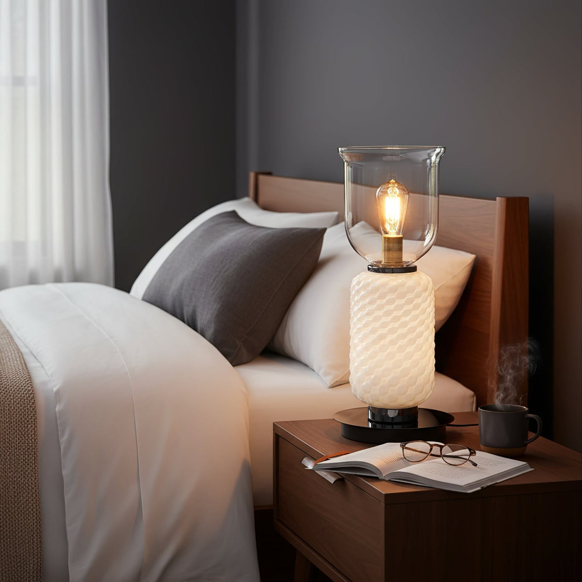 Zephiron lampada da tavolo in vetro stratificato texturizzato