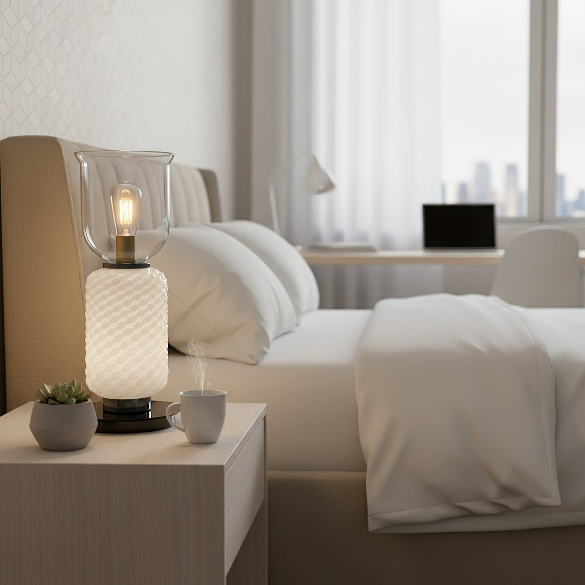 Zephiron lampada da tavolo in vetro stratificato texturizzato