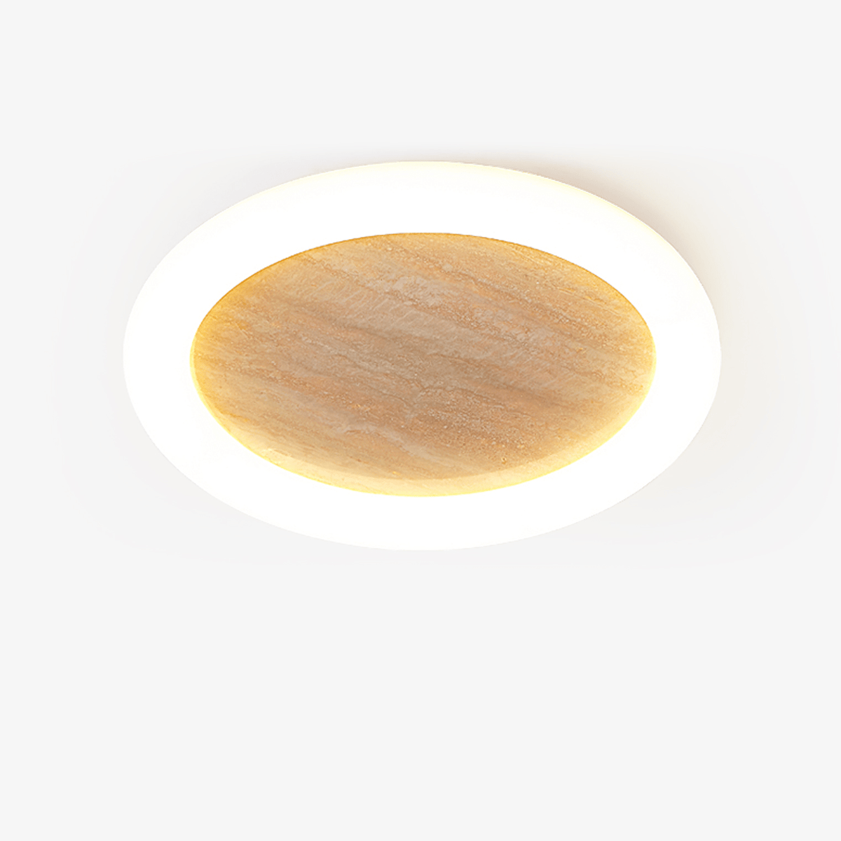 Kaia lampada da soffitto minimalista in travertino giallo con effetto alone
